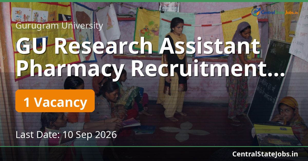 GU Research Assistant Pharmacy Recruitment 2026