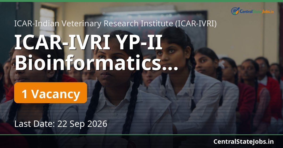 ICAR-IVRI YP-II Bioinformatics Recruitment 2026