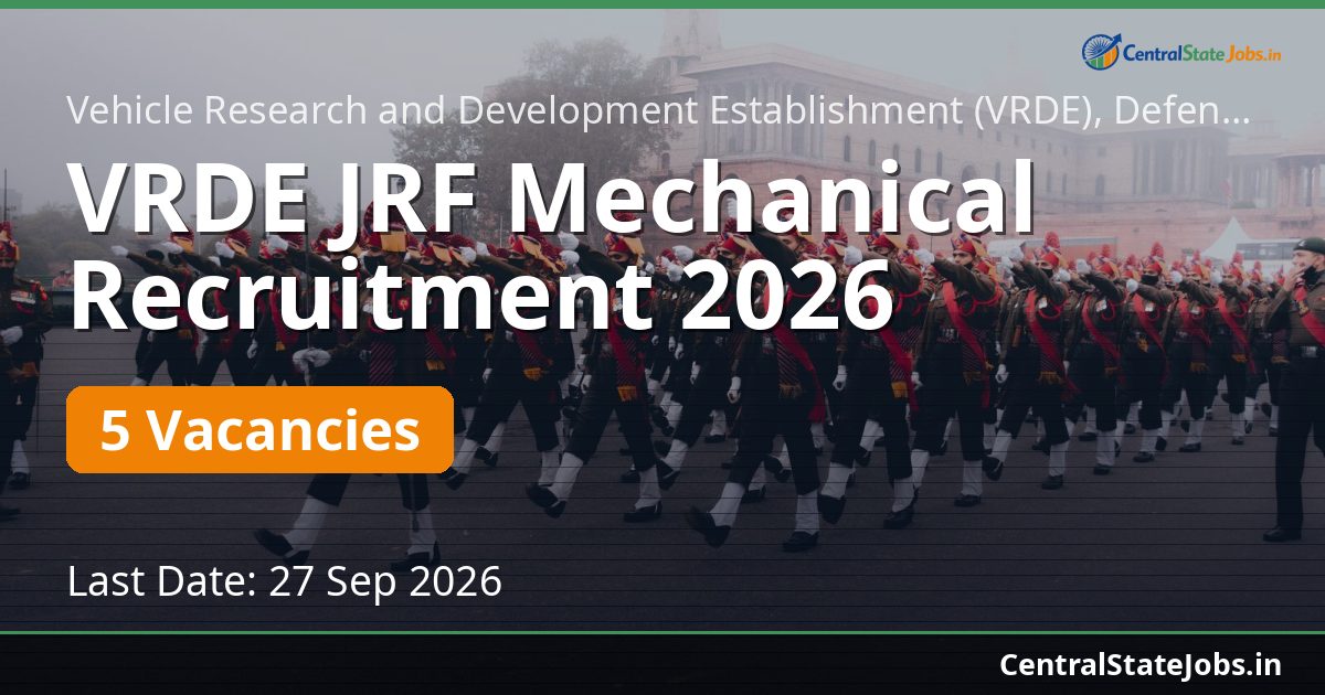 VRDE JRF Mechanical Recruitment 2026