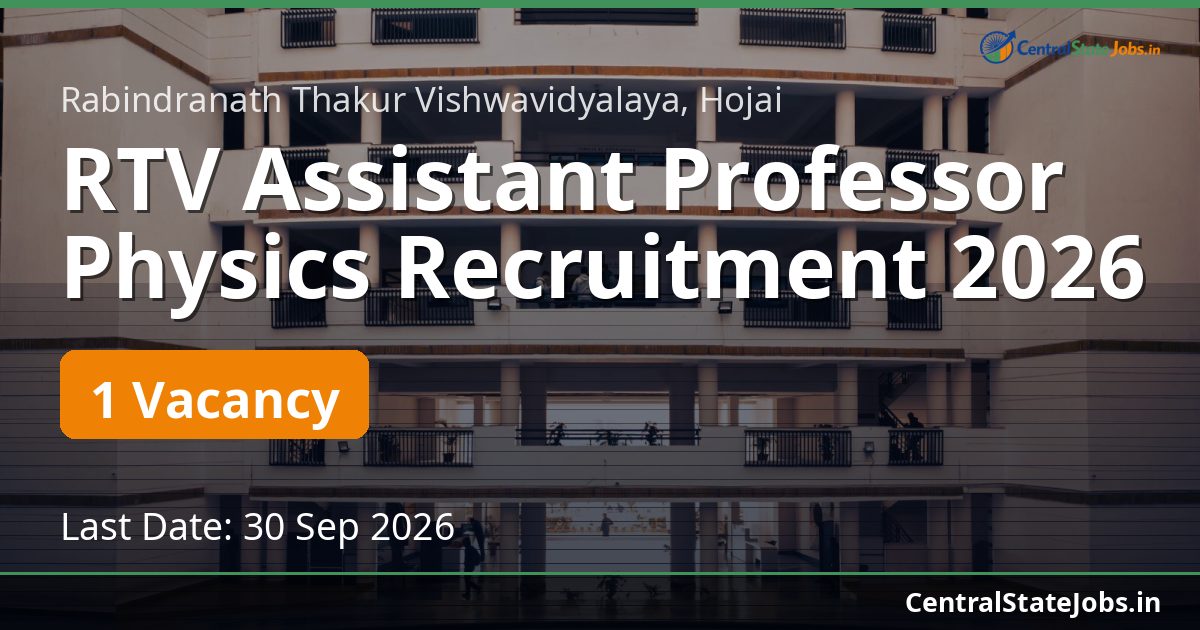 RTV Assistant Professor Physics Recruitment 2026