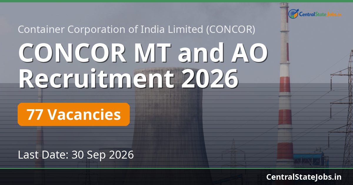 CONCOR MT और AO भर्ती 2026 – 77 पद
