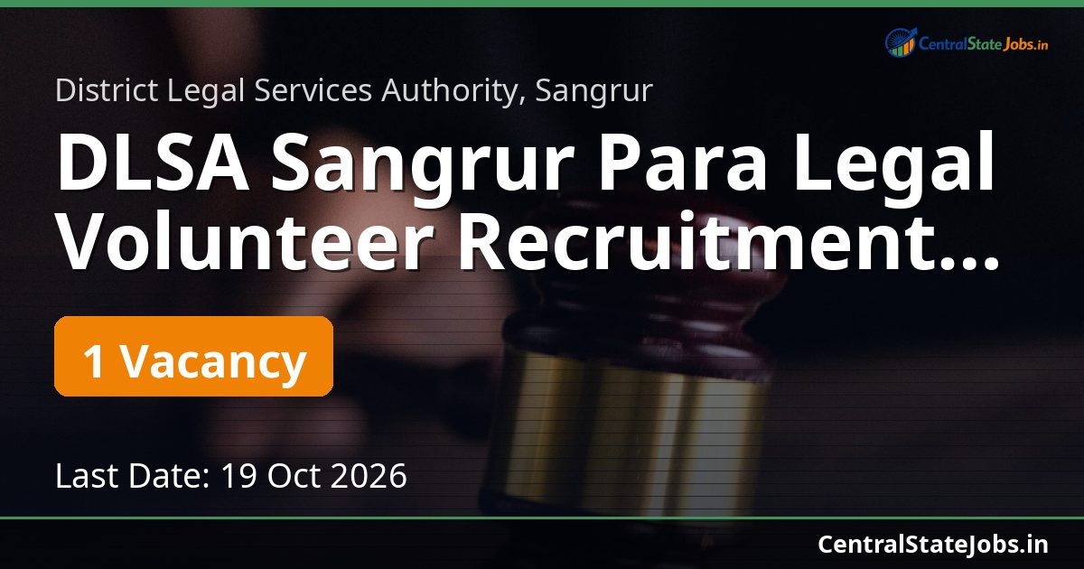 DLSA Sangrur Para Legal Volunteer Recruitment 2026