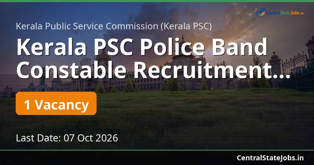 Kerala PSC Police Band Constable Recruitment 2026