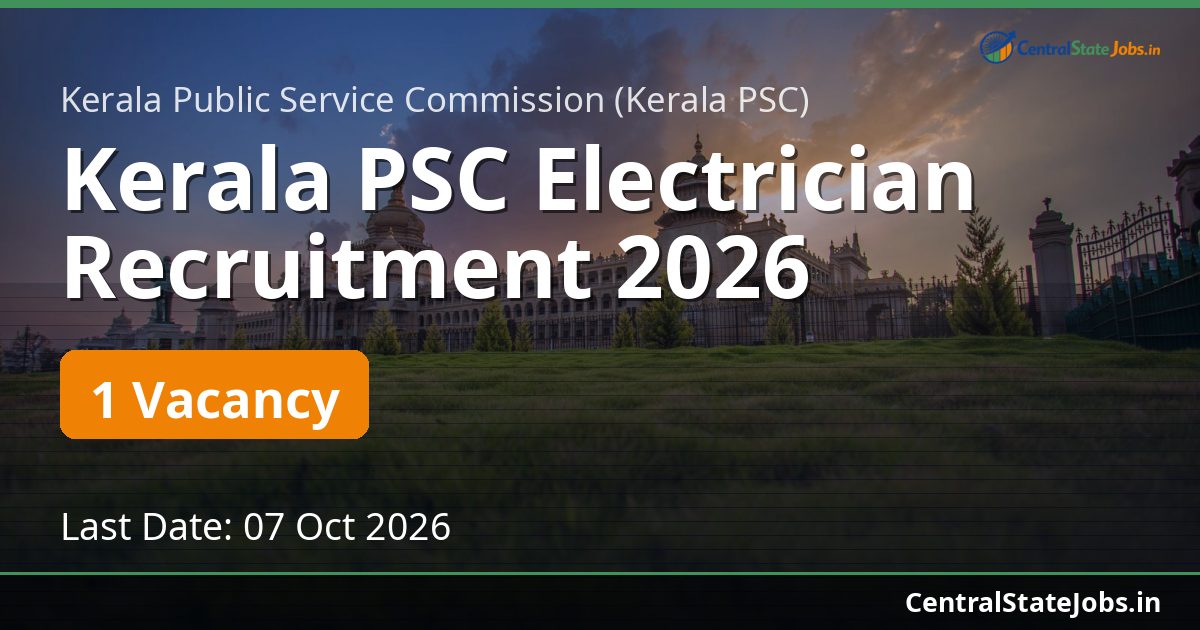 Kerala PSC Electrician Recruitment 2026