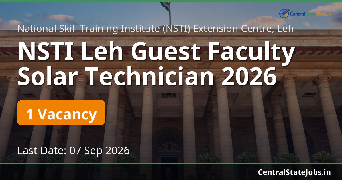 NSTI Leh Guest Faculty Solar Technician 2026