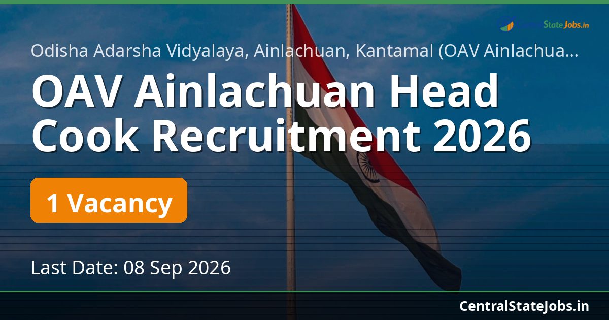 OAV Ainlachuan Head Cook Recruitment 2026