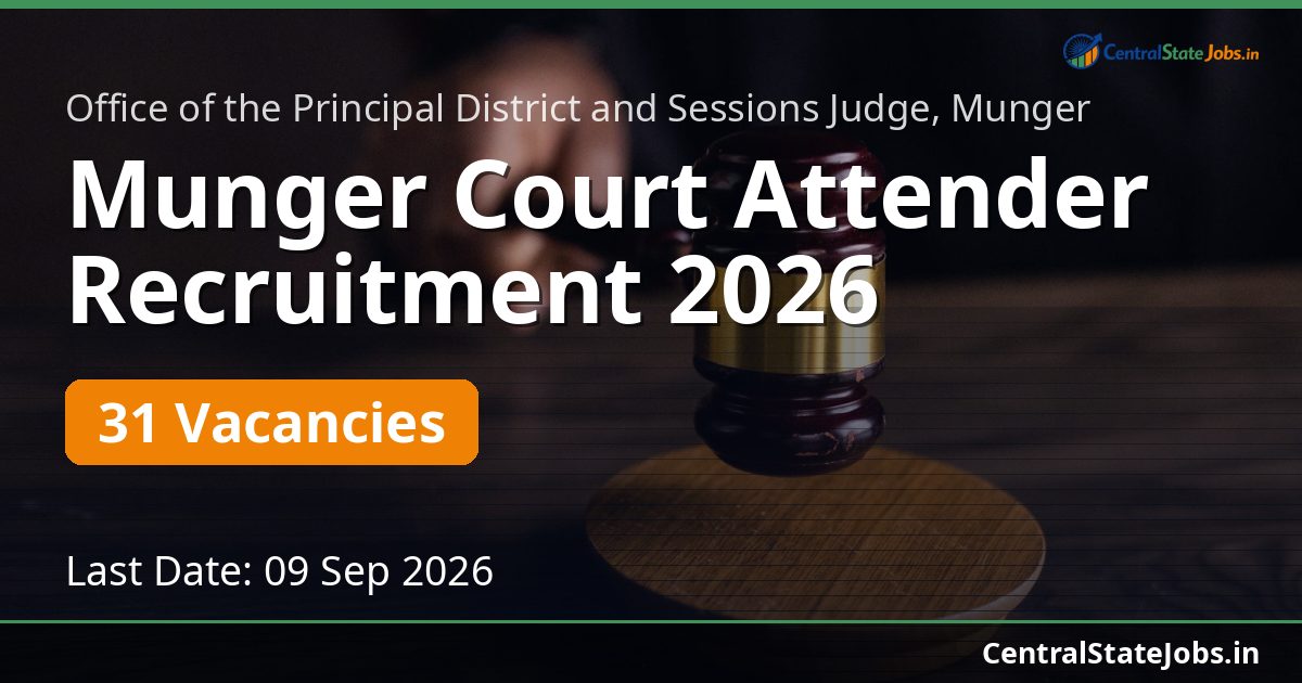 Munger Court Attender Recruitment 2026 — 31 Vacancies