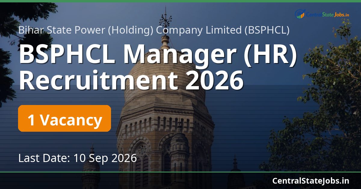 BSPHCL Manager (HR) Recruitment 2026
