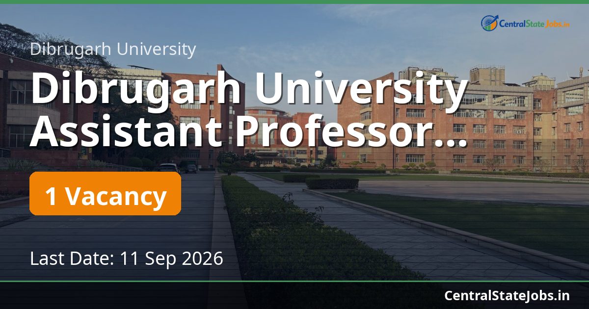 Dibrugarh University Assistant Professor Operations 2026