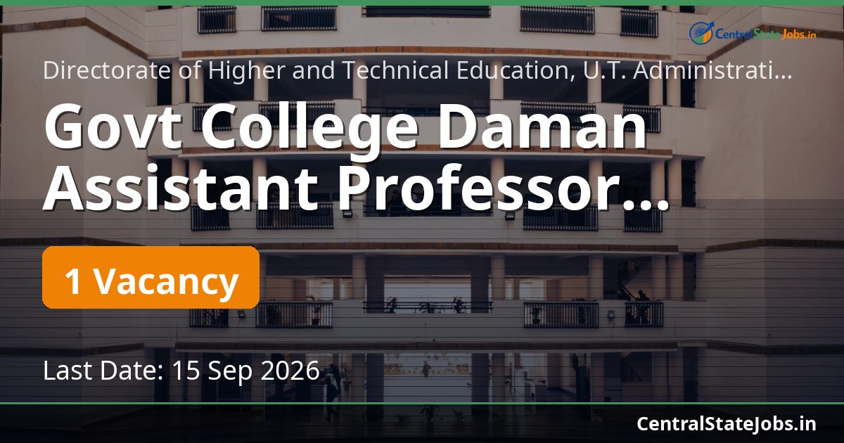 Govt College Daman Assistant Professor English 2026