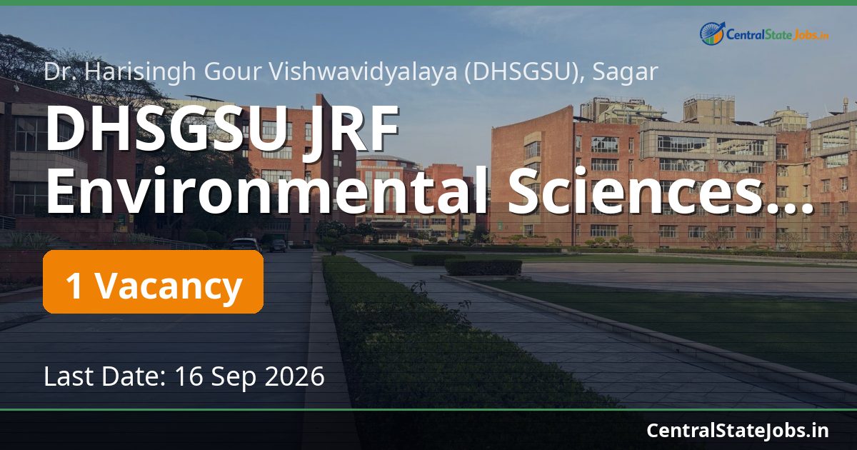 DHSGSU JRF Environmental Sciences Recruitment 2026