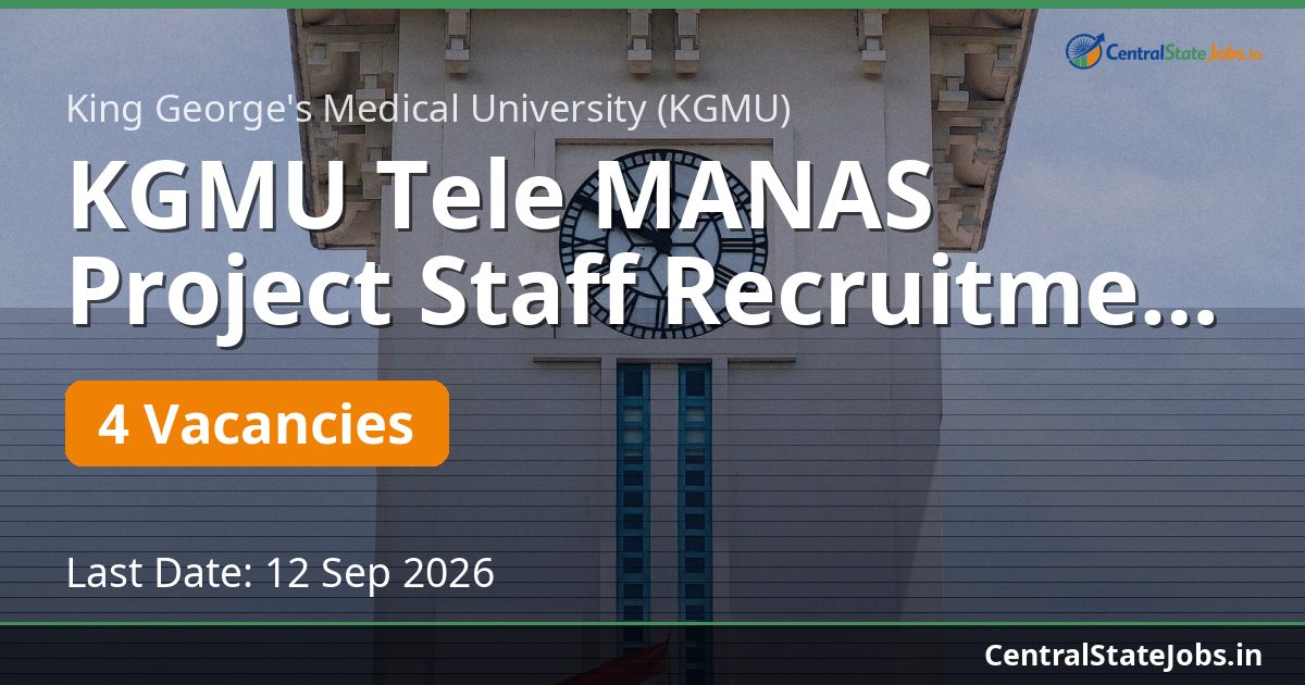 KGMU Tele MANAS Project Staff Recruitment 2026