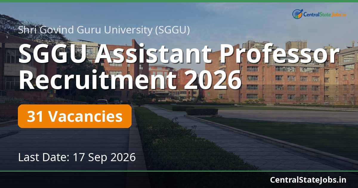 SGGU Assistant Professor Recruitment 2026 — 31 Vacancies