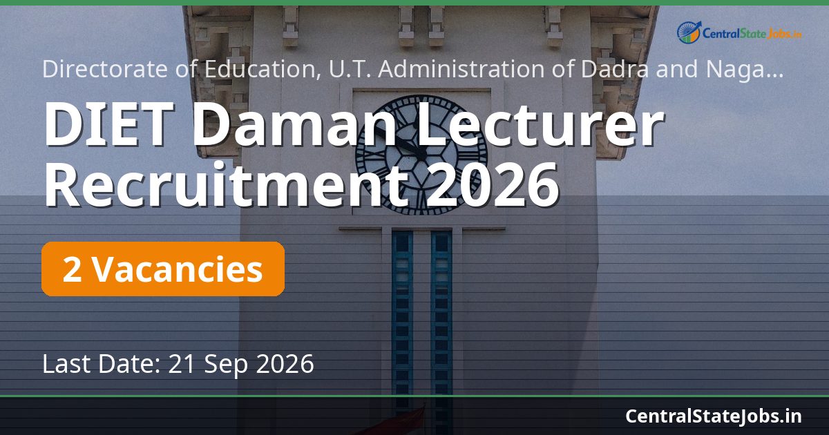 DIET Daman Lecturer Recruitment 2026