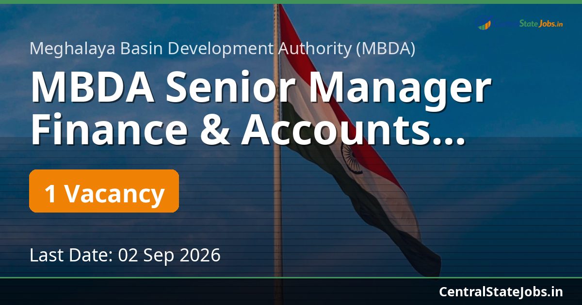 MBDA Senior Manager Finance & Accounts Recruitment 2026