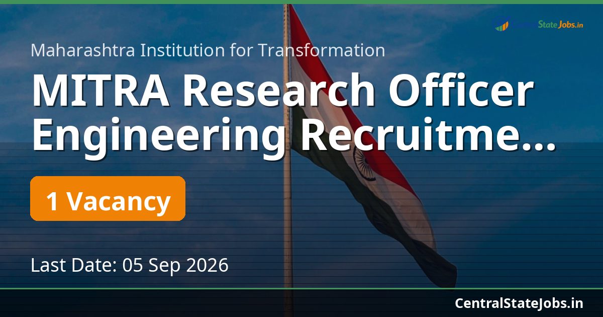 MITRA Research Officer Engineering Recruitment 2026