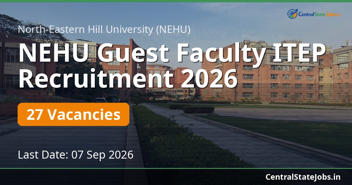NEHU Guest Faculty ITEP Recruitment 2026