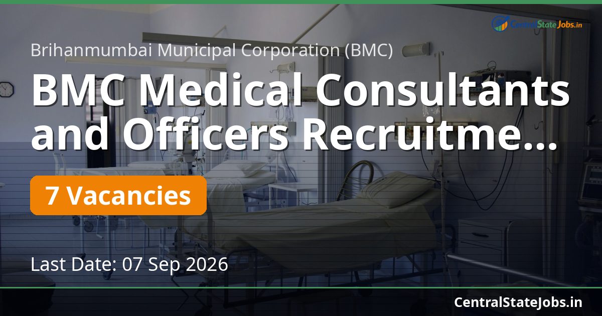 BMC Medical Consultants and Officers Recruitment 2026