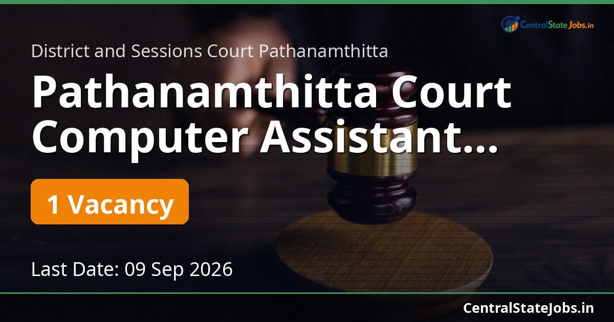 Pathanamthitta Court Computer Assistant Recruitment 2026