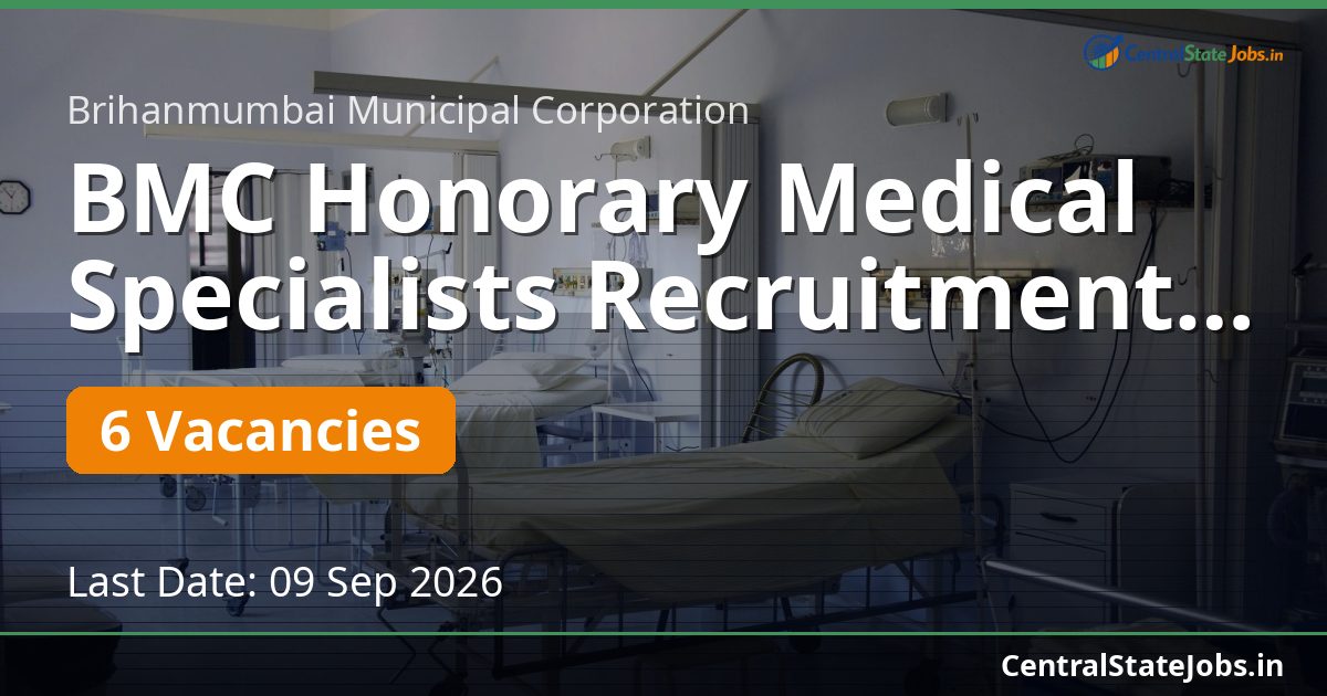 BMC Honorary Medical Specialists Recruitment 2026