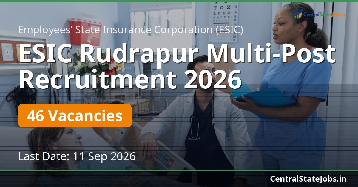 ESIC Rudrapur Multi-Post Recruitment 2026 — 46 Vacancies
