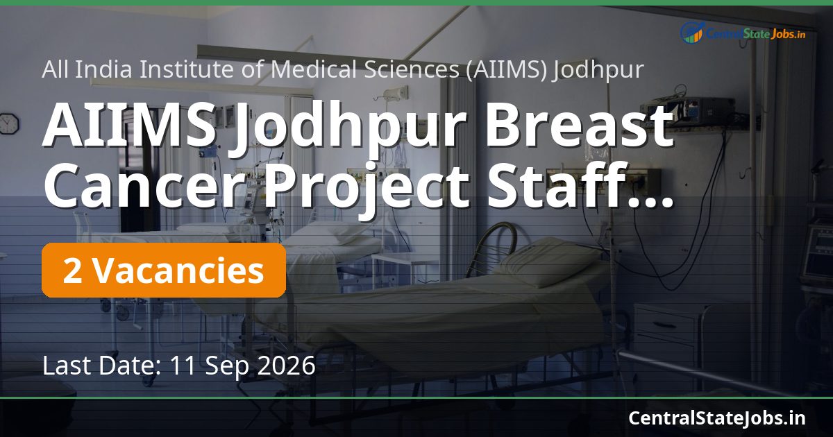 AIIMS Jodhpur Breast Cancer Project Staff Recruitment 2026