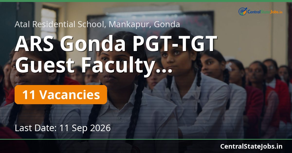 ARS Gonda PGT-TGT Guest Faculty Recruitment 2026