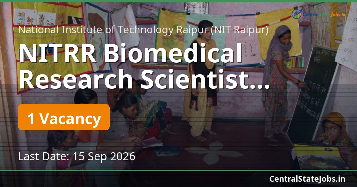 NITRR Biomedical Research Scientist Recruitment 2026