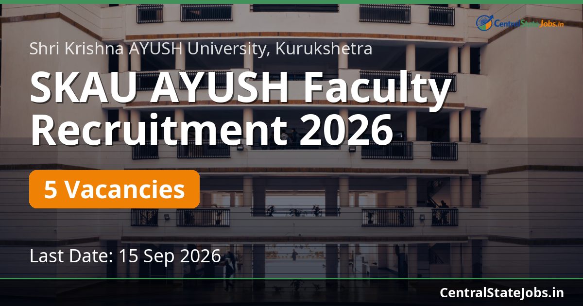 SKAU AYUSH Faculty Recruitment 2026