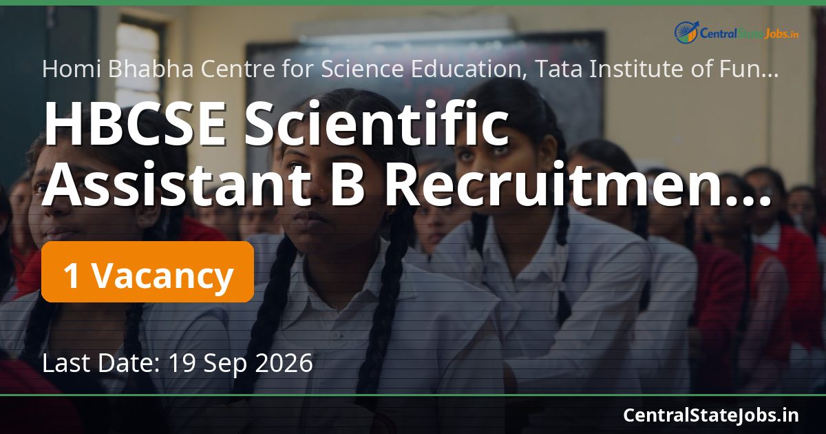 HBCSE Scientific Assistant B Recruitment 2026