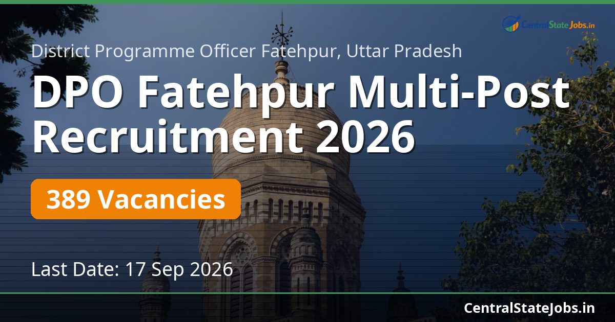 DPO Fatehpur Multi-Post Recruitment 2026 — 389 Vacancies