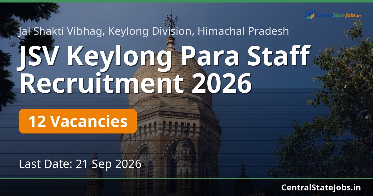 JSV Keylong पैरा स्टाफ भर्ती 2026