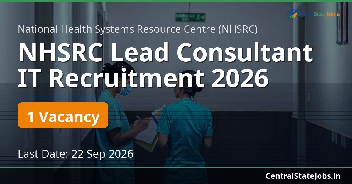 NHSRC Lead Consultant IT Recruitment 2026