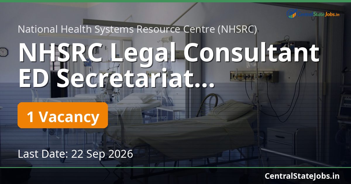 NHSRC Legal Consultant ED Secretariat Recruitment 2026