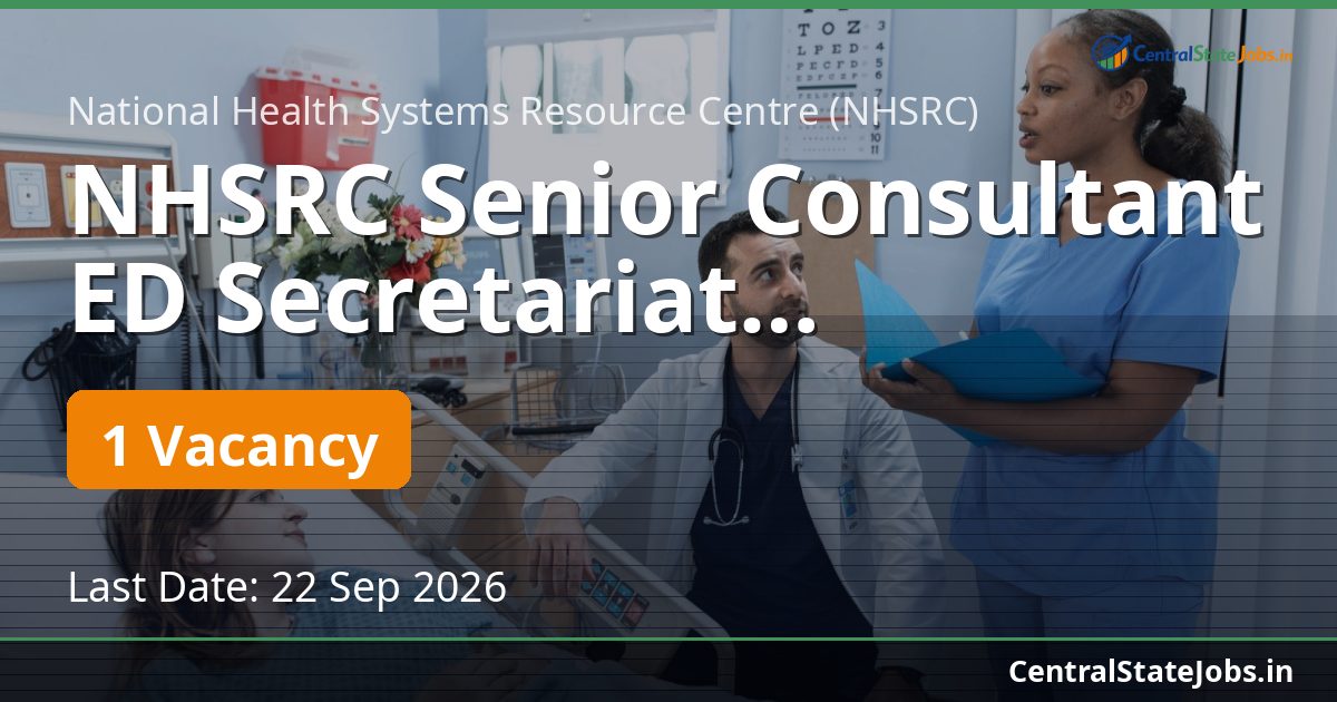 NHSRC Senior Consultant ED Secretariat Recruitment 2026