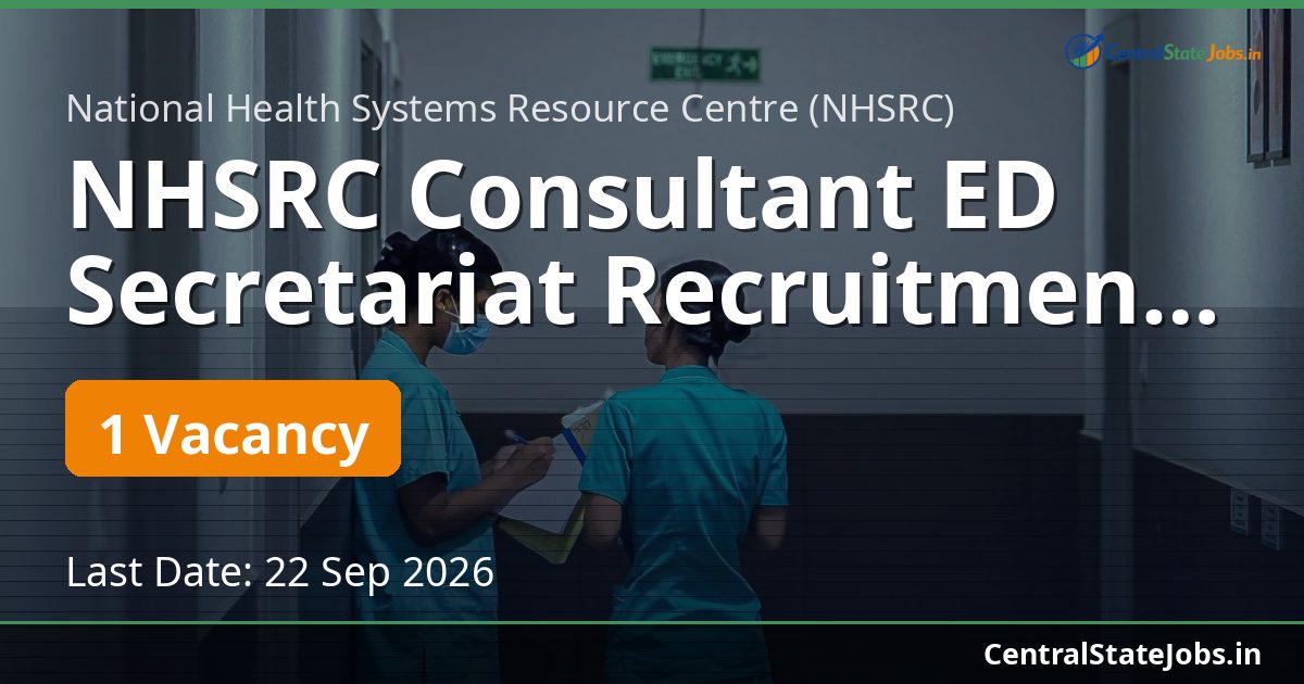 NHSRC Consultant ED Secretariat Recruitment 2026