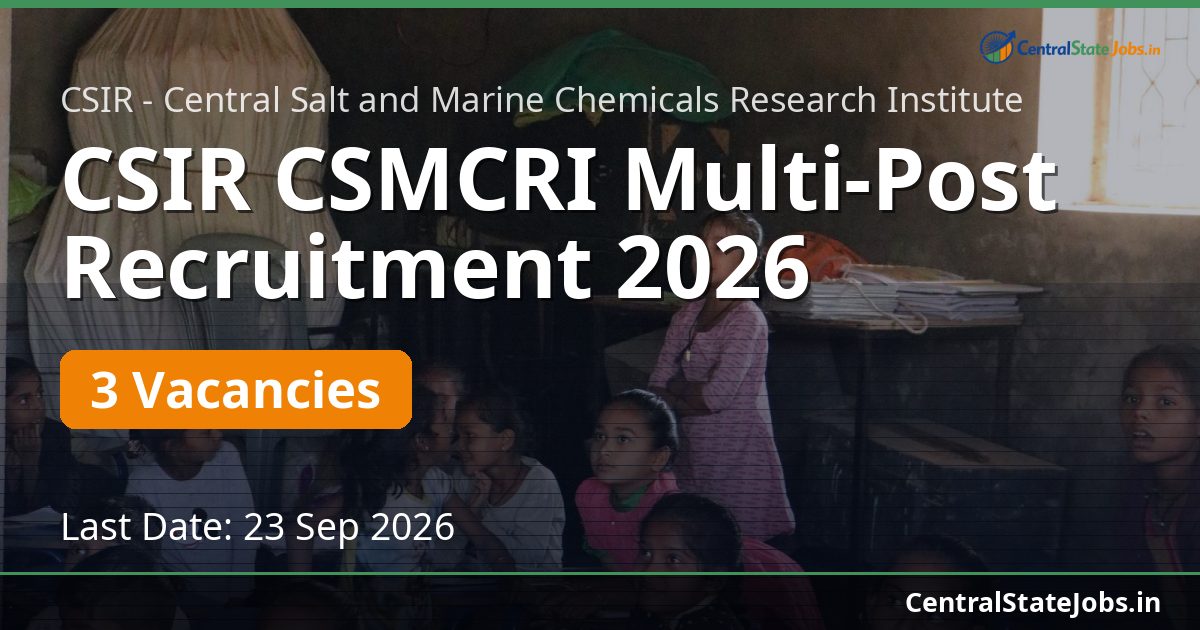 CSIR CSMCRI Multi-Post Recruitment 2026