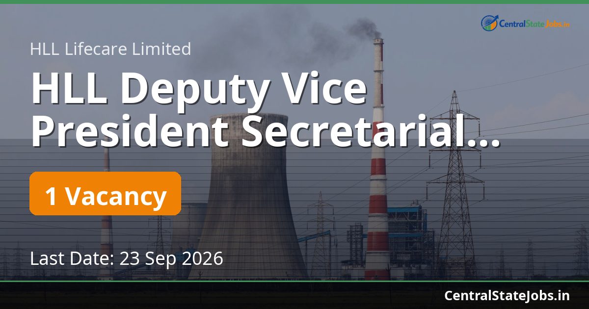 HLL Deputy Vice President Secretarial Recruitment 2026