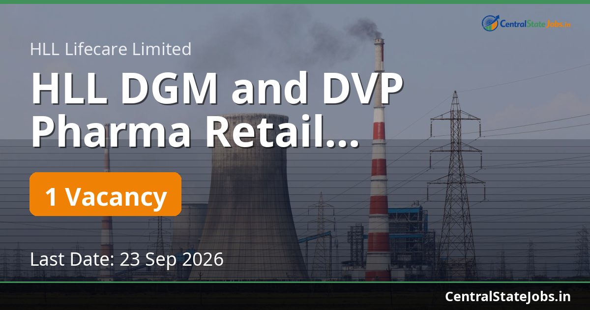 HLL DGM and DVP Pharma Retail Recruitment 2026