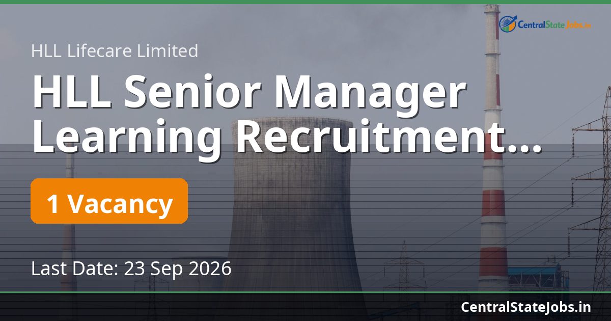 HLL Senior Manager Learning Recruitment 2026
