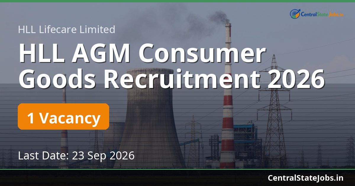 HLL AGM Consumer Goods Recruitment 2026