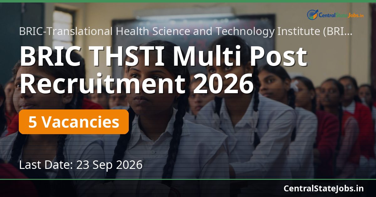 BRIC THSTI Multi Post Recruitment 2026