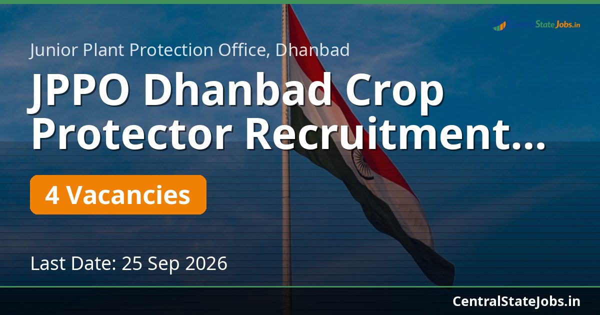JPPO Dhanbad Crop Protector Recruitment 2026