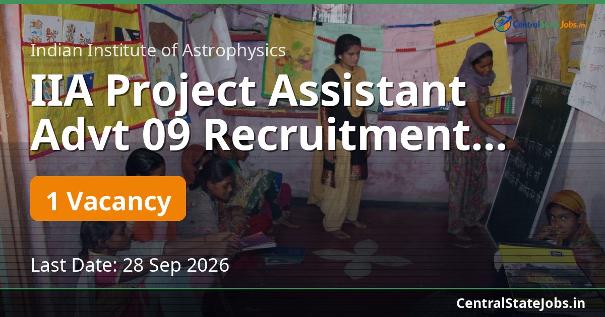 IIA Project Assistant Advt 09 Recruitment 2026