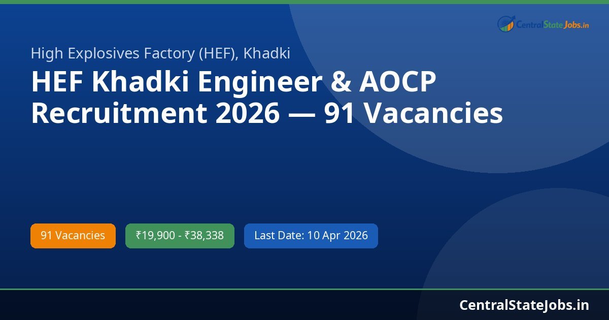 HEF Khadki Engineer & AOCP Recruitment 2026 — 91 Vacancies