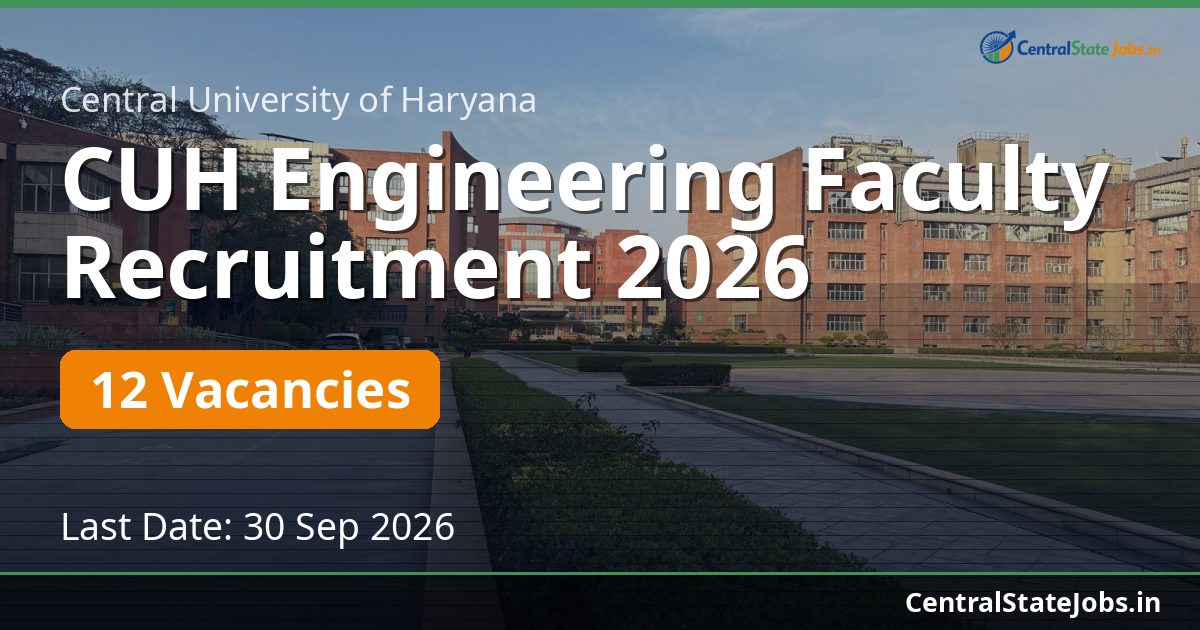 CUH Engineering Faculty Recruitment 2026