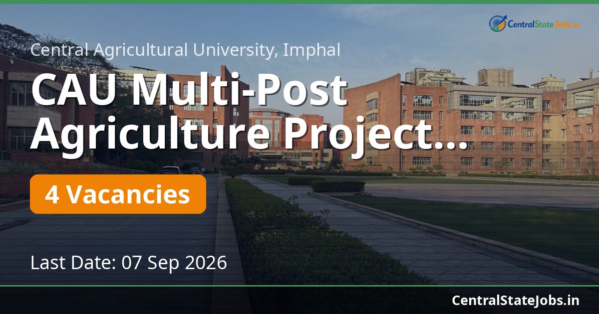 CAU Multi-Post Agriculture Project Recruitment 2026