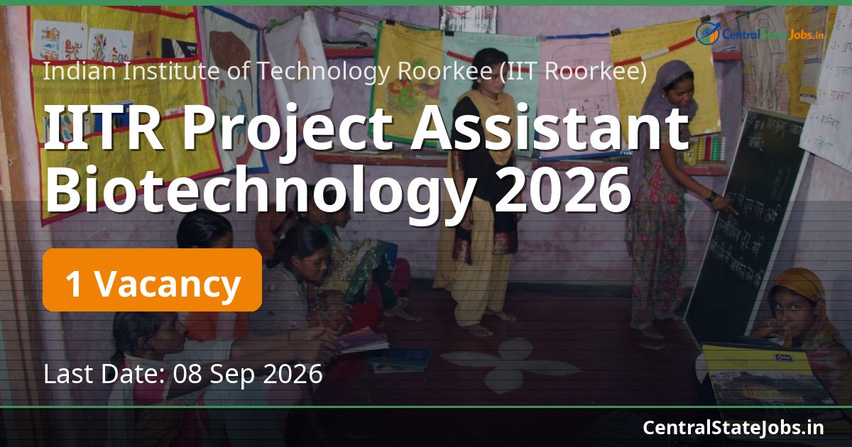 IITR Project Assistant Biotechnology 2026