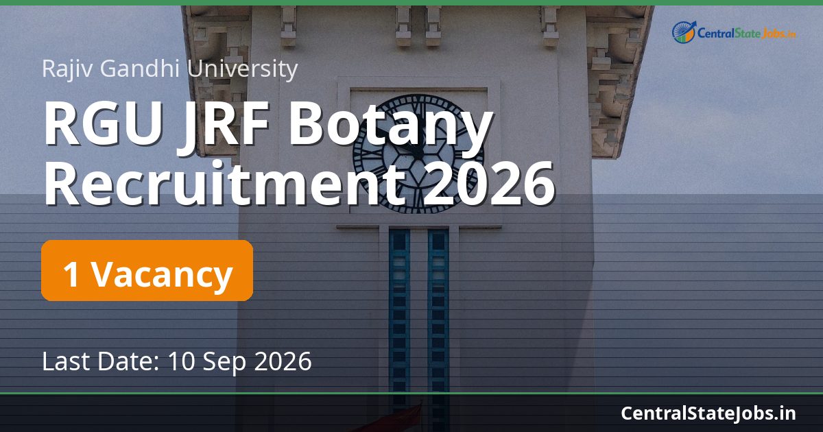 RGU JRF Botany Recruitment 2026