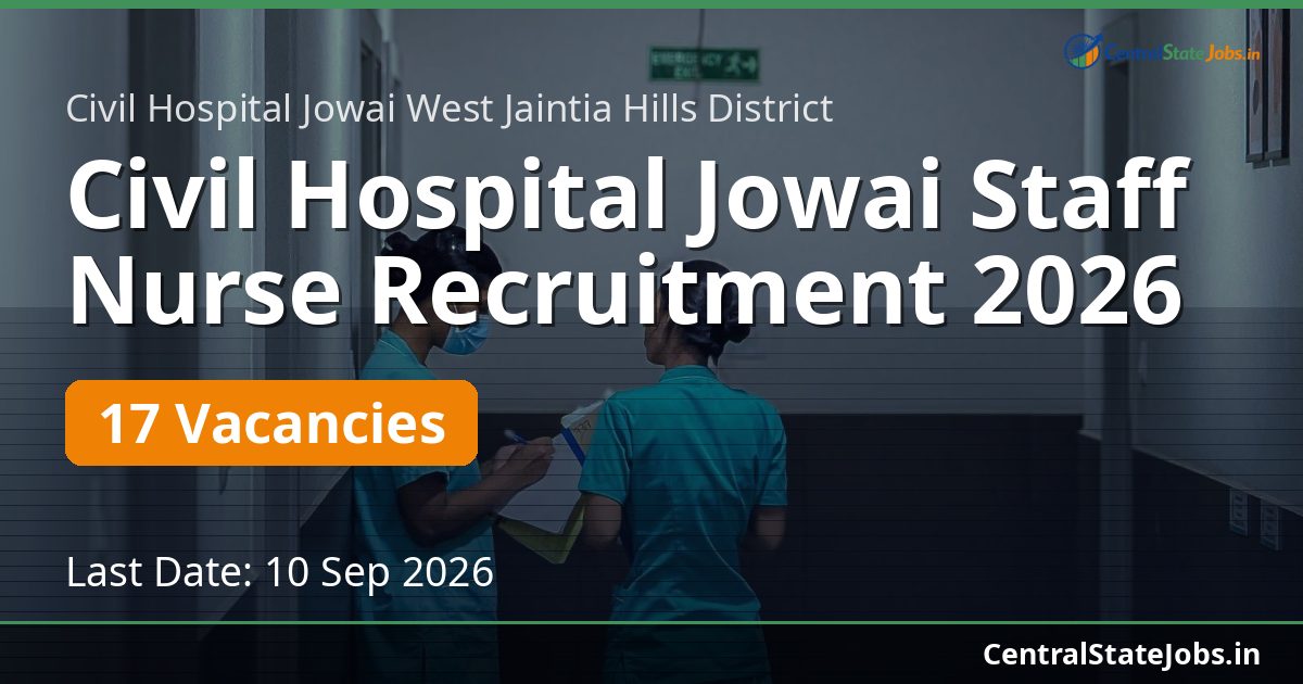 Civil Hospital Jowai Staff Nurse Recruitment 2026